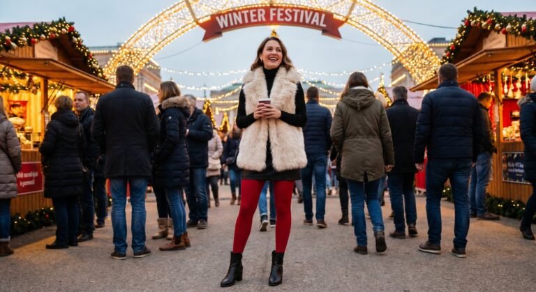 17 Outfits with Red Tights That Make a Statement